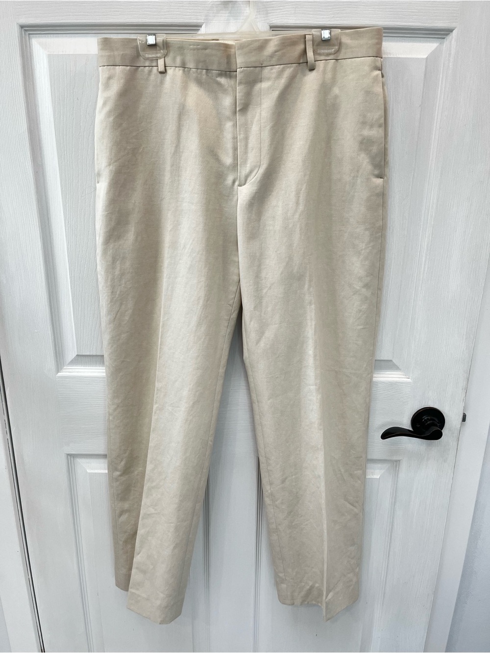Banana Republic Cream Linen Blend Dress Pants Mens 34x32 Modern Fit Great Gatsby